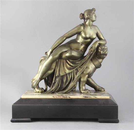 After Danneker. A late 19th century patinated bronze group of Ariadne and the panther, height 17.25in.